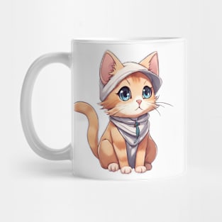 Cute orange cat wearing a sporty outfit Mug